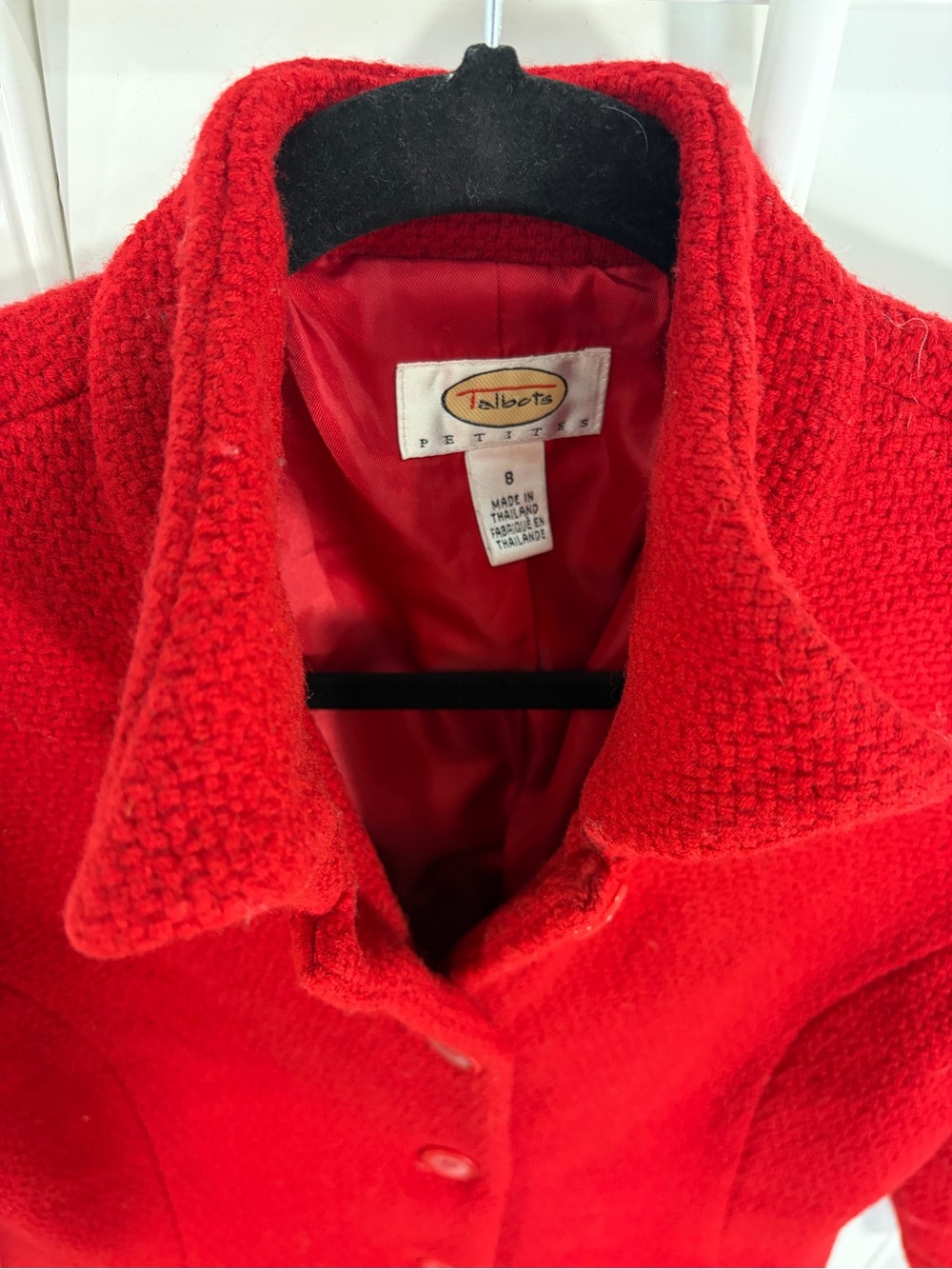 Talbots 100% Wool Red Pea Coat - Picture 5 of 7
